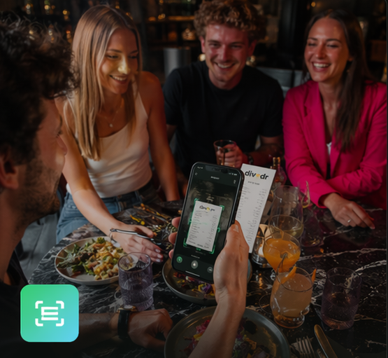 Dividr scanscherm van een restaurantbon